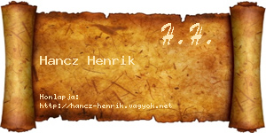 Hancz Henrik névjegykártya